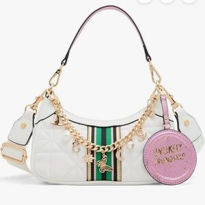 NWT Wicked x Aldo Cream Quilted Shoulder Bag, Shoulder Strap, Charms & Bag Charm